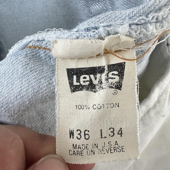 Vintage Levis 501 Jeans Mens 33x32 (Tag 36x34) Light Button Fly USA Made 80s 90s - Picture 6 of 12